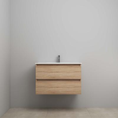 On-Line Onderkast - 80 cm - Voorgemonteerd - Porseleinen Wastafel - 1 Kraangat - Eiken