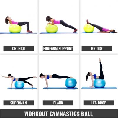 Fitnessbal Blauw 65 cm incl. pomp - thumbnail