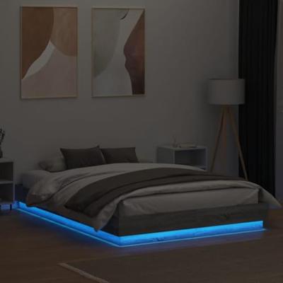 Bedframe met LED-verlichting grijs sonoma eikenkleur 120x200 cm