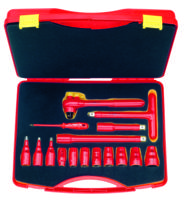 Friedrich 1/2'' Doppenset 10-27mm 1000V VDE + Omschakelbare Ratel, 16-delig in kunststof koffer 450 x 360 x 106 mm - thumbnail