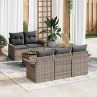 Tuinbankenset met kussen 6 pcs Grijs poly rattan - thumbnail