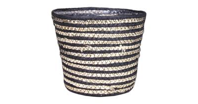 Floran Rotan plantenmand naturel/zwart 19x16cm met plastic