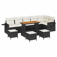 Tuinbankenset met kussen 12 pcs Zwart en Crème poly rattan - thumbnail