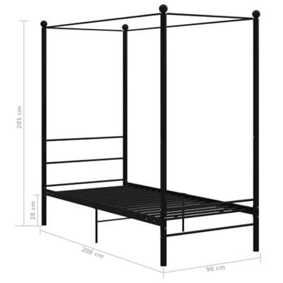 Hemelbedframe metaal zwart 90x200 cm