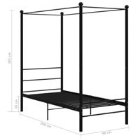 Hemelbedframe metaal zwart 90x200 cm - thumbnail