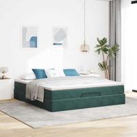 Ottoman bed met matras 180x200 cm fluweel donkergroen - thumbnail