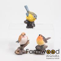 Farmwood Vogel op steen/stronk 6x3,5x7cm - thumbnail