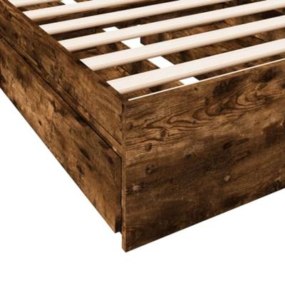 Bedframe met lades bewerkt hout gerookt eikenkleurig 100x200 cm