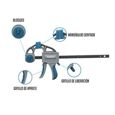 Klem met één hand Ferrestock 215 mm Staal Plastic (2 pcs)