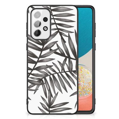 Samsung Galaxy A73 Bloemen Hoesje Leaves Grey Samsung Galaxy A73 Bloemen Hoesje Leaves Grey