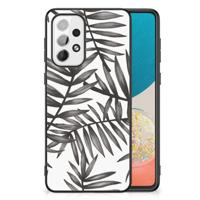 Samsung Galaxy A73 Bloemen Hoesje Leaves Grey - thumbnail