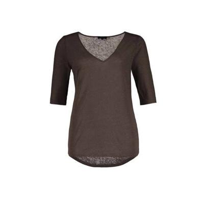 Claudia Sträter gemêleerde fijngebreide top donkerbruin