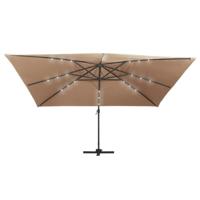VidaXL Zweefparasol met led en aluminium paal 400x300 cm taupe - thumbnail
