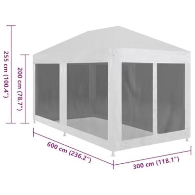 Partytent met 6 mesh zijwanden 6x3 m - thumbnail