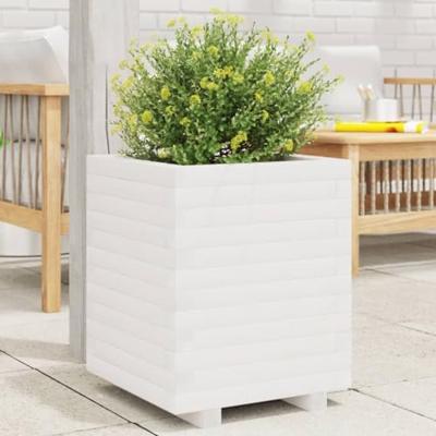 VidaXL Plantenbak 40x40x49,5 cm massief grenenhout wit VidaXL Plantenbak 40x40x49,5 cm massief grenenhout wit