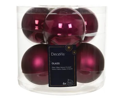 Decoris kerstballen Glas 6st granaatappel 8cm Decoris kerstballen Glas 6st granaatappel 8cm