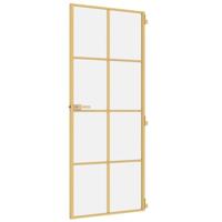 Binnendeur smal 83x201,5 cm gehard glas en aluminium goudkleur - thumbnail