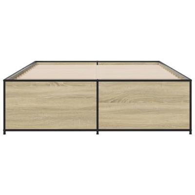 Bedframe bewerkt hout metaal sonoma eikenkleurig 120x200 cm