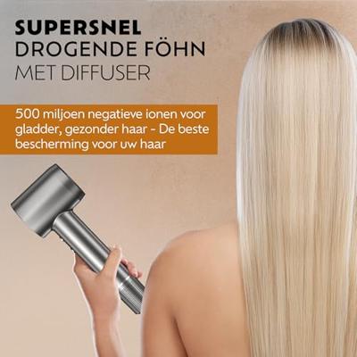 Ted Hilley Pro Ionic Föhn met diffuser Platinum Silver