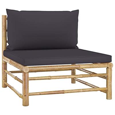 3-delige Loungeset met donkergrijze kussens bamboe - thumbnail