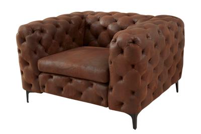 Design Chesterfield Fauteuil MODERN BAROK 120cm antiek bruin microvezel met veerkern - 44399