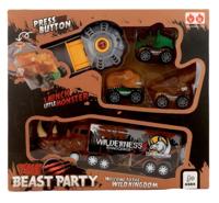 Vrachtauto dino 20cm + 3 afschietauto&apos;s - thumbnail