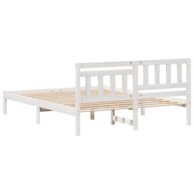 Bedframe met hoofdeinde Wit 160 x 200 cm Massief grenenhout Bedframe met hoofdeinde Wit 160 x 200 cm Massief grenenhout