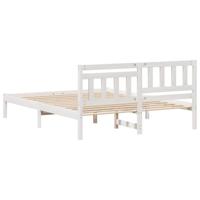 Bedframe met hoofdeinde Wit 140 x 200 cm Massief grenenhout - thumbnail