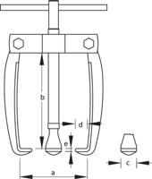 Gedore 1657011 Poelietrekker voor accupool Spanbereik: 80 mm Aantal haken: 3 - thumbnail