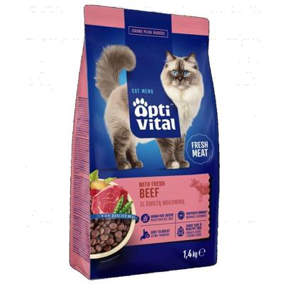 OPTIVITAL With fresh beef - droog kattenvoer - 1,4kg