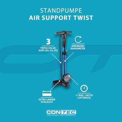 CONTEC vloerpomp "air support twist" ct hand compressor air support twist black/blue
