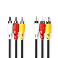 Composiet Videokabel | 3x RCA Male - 3x RCA Male | 5,0 m | Zwart - thumbnail