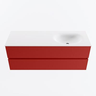 MONDIAZ VICA 130cm badmeubel onderkast Fire 2 lades. Wastafel MOON rechts zonder kraangat, kleur Talc.