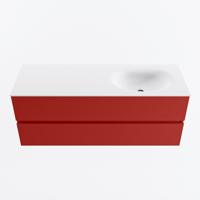 MONDIAZ VICA 130cm badmeubel onderkast Fire 2 lades. Wastafel MOON rechts zonder kraangat, kleur Talc. - thumbnail