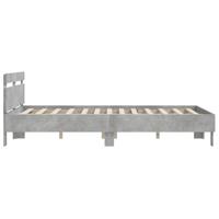 Bedframe met hoofdeinde bewerkt hout betongrijs 150x200 cm - thumbnail