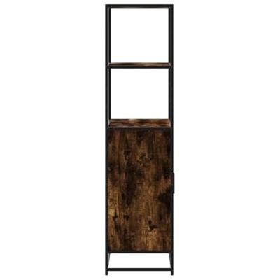 Hoge kast 68x35x139cm bewerkt hout en metaal gerookt eikenkleur