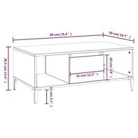 Salontafel 90x50x36,5 cm bewerkt hout wit - thumbnail