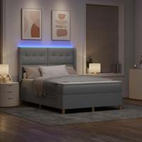 Boxspringbed met matras Lichtgrijs 140 x 190 cm Stof - thumbnail