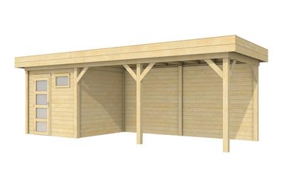 Blokhut Kuifmees 250x250 cm + luifel 500 cm Blokhut Kuifmees 250x250 cm + luifel 500 cm