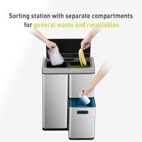 EKO Recycle Mirage Plus Sensor Afvalbak 30+15+15L Mat RVS - thumbnail
