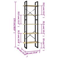 Boekenkast met 5 schappen 60x30x175 cm massief grenenhout - thumbnail