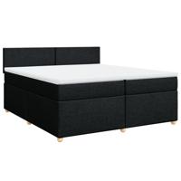 Boxspring met matras stof zwart 200x200 cm - thumbnail