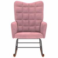 Schommelstoel fluweel roze - thumbnail