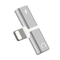 2 in 1 8 pin 5V 1A listen Call Audio Converter oortelefoon adapter voor iPhone X iPhone 8 & 7 iPhone 8 plus & 7 Plus (zilver) - thumbnail