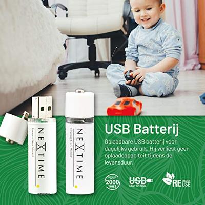 4 Oplaadbare AA USB batterijen NeXtime - thumbnail