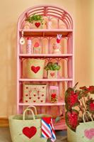 Hoekige mand in raffia voor kinderen HEARTS RICE beige - thumbnail