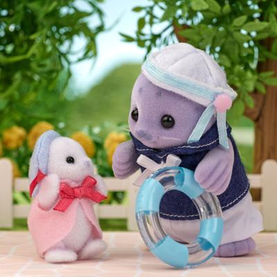 Gelede familie - SYLVANIAN FAMILIES - Zeehondenfamilie - 4 personages en strandaccessoires