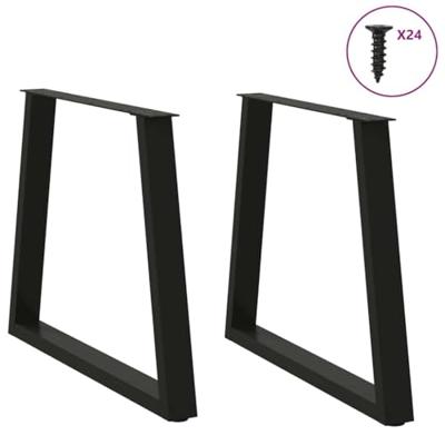 Eettafelpoten 2 st V-vormig 70x(72-73,3) cm staal zwart