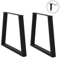 Eettafelpoten 2 st V-vormig 70x(72-73,3) cm staal zwart - thumbnail