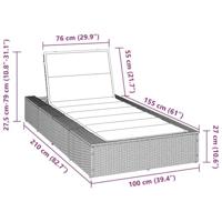 Ligbed met zwevend kussen poly rattan grijs - thumbnail